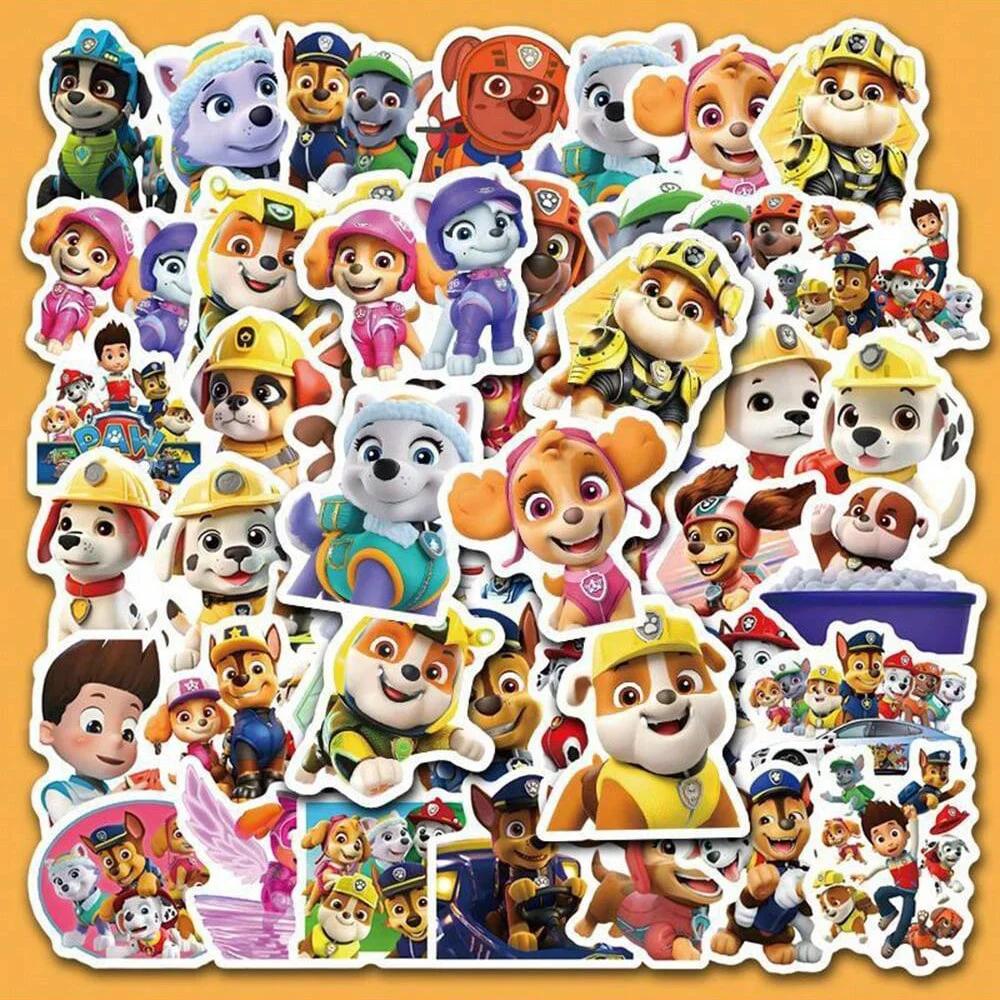 Autocollants de patrouille de patte, 80 pièces, autocollants de dessin animé en PVC, jouets de décor