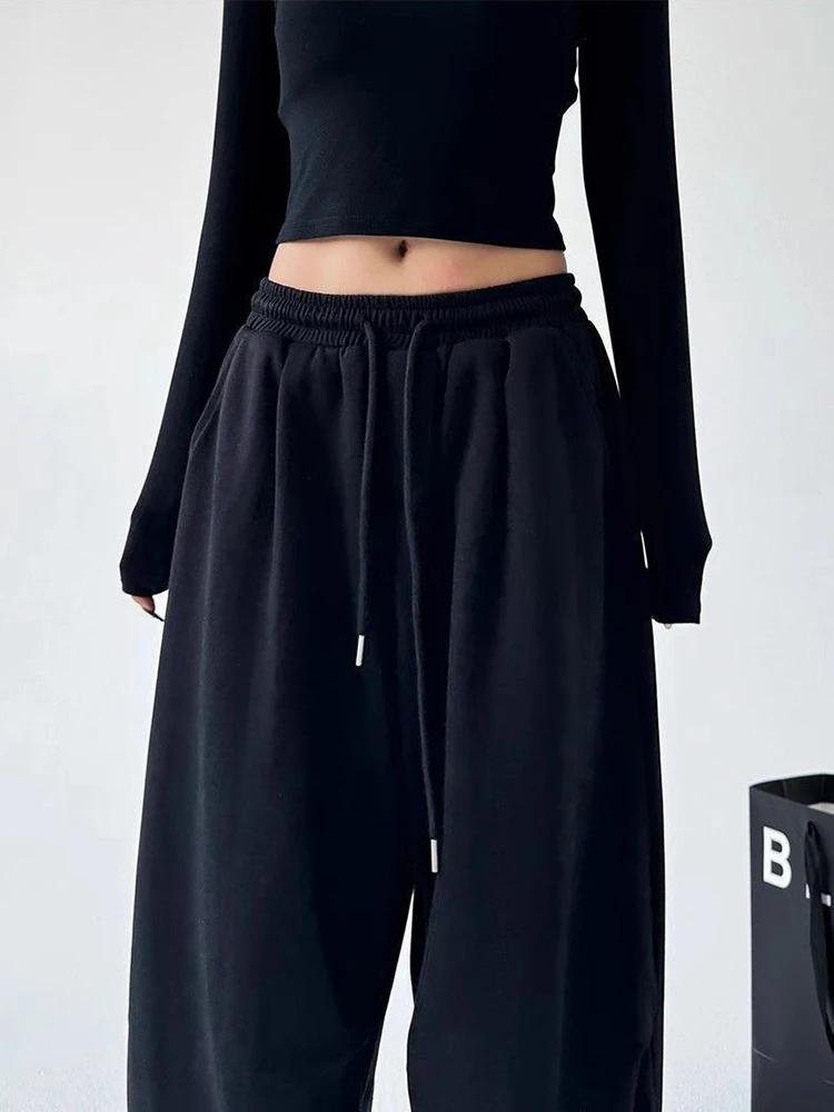 Y2K Harajuku pantalon de survêtement à jambes larges femmes Streetwear Baggy surdimensionné gris pan