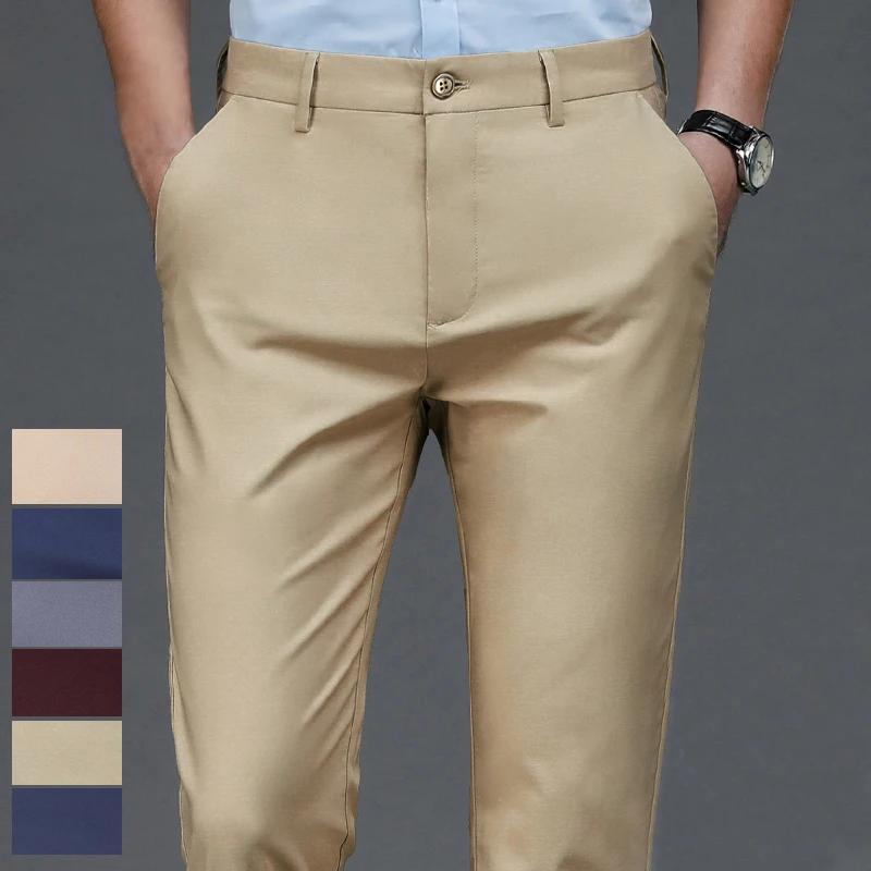 Pantalon homme Stretch solide noir intelligent décontracté pantalon homme bureau séchage rapide cost
