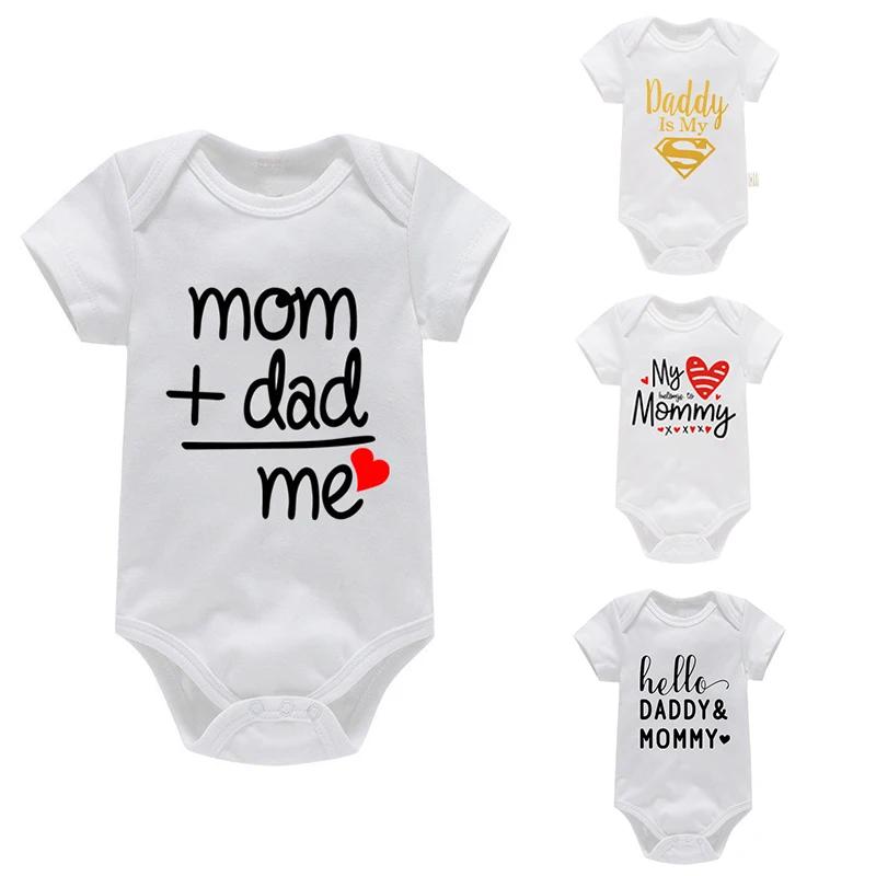 Barboteuse à manches courtes pour bébés garçons et filles, 100% coton, imprimé de lettres drôles, I