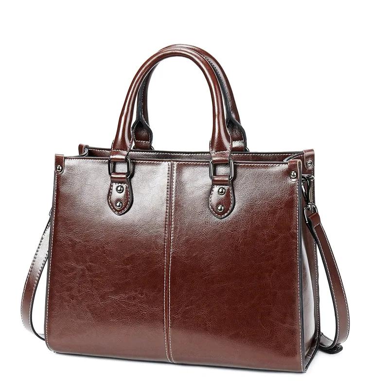 Femmes sac à main bandoulière sac fourre-tout en cuir véritable Shopping mode bureau femme véritable