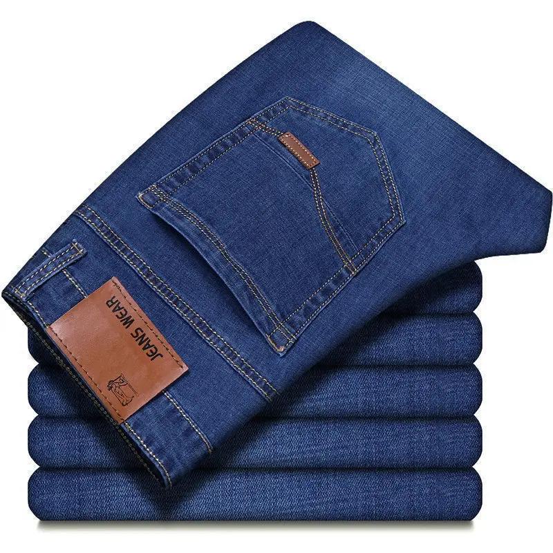 2025New hommes Stretch jean mâle classique élasticité affaires jean hommes mode confortable solide m
