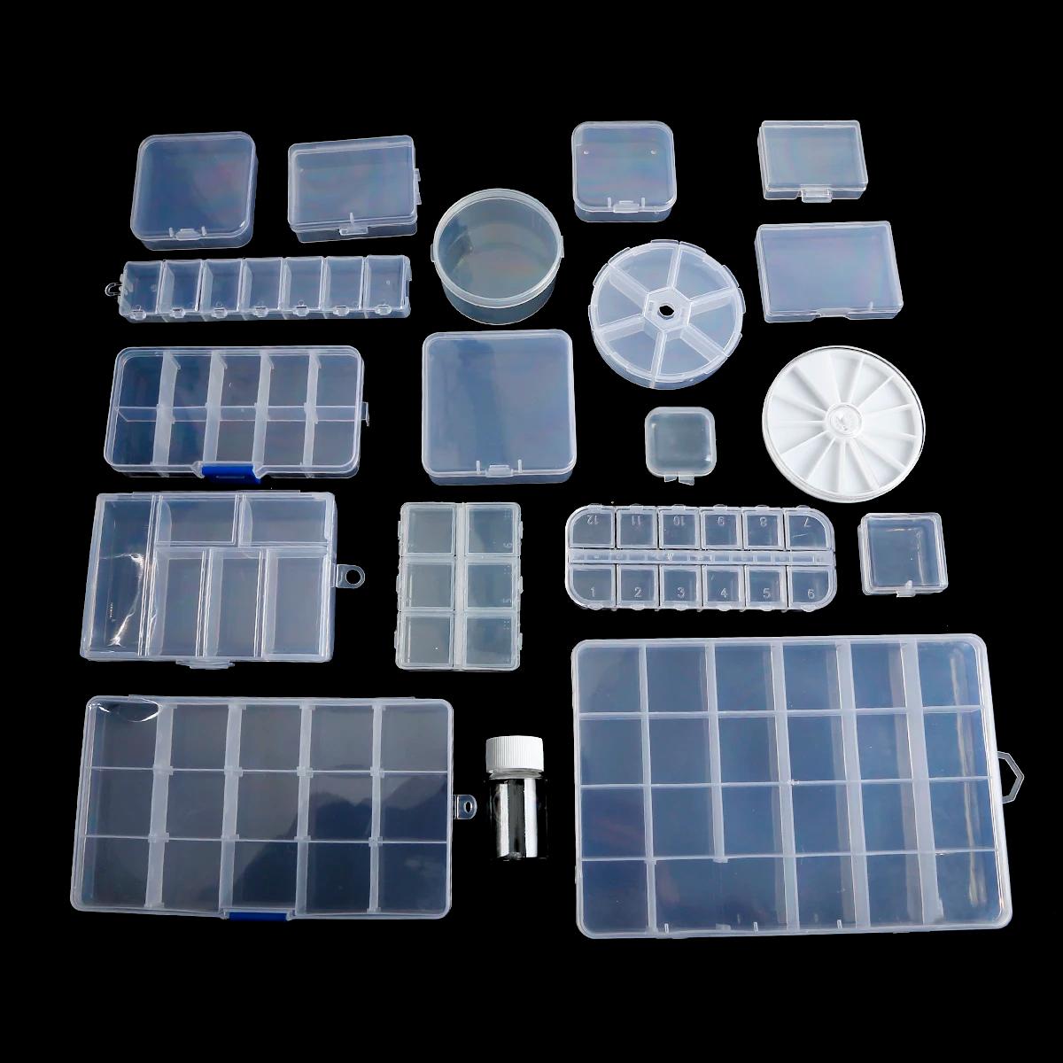 Boîte de rangement en plastique transparent pour bijoux, conteneur réglable pour perles, boucle d'or