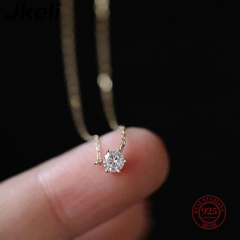 Jkeli – collier en argent Sterling 925 plaqué or 18 carats, chaîne de clavicule en Zircon scintillan