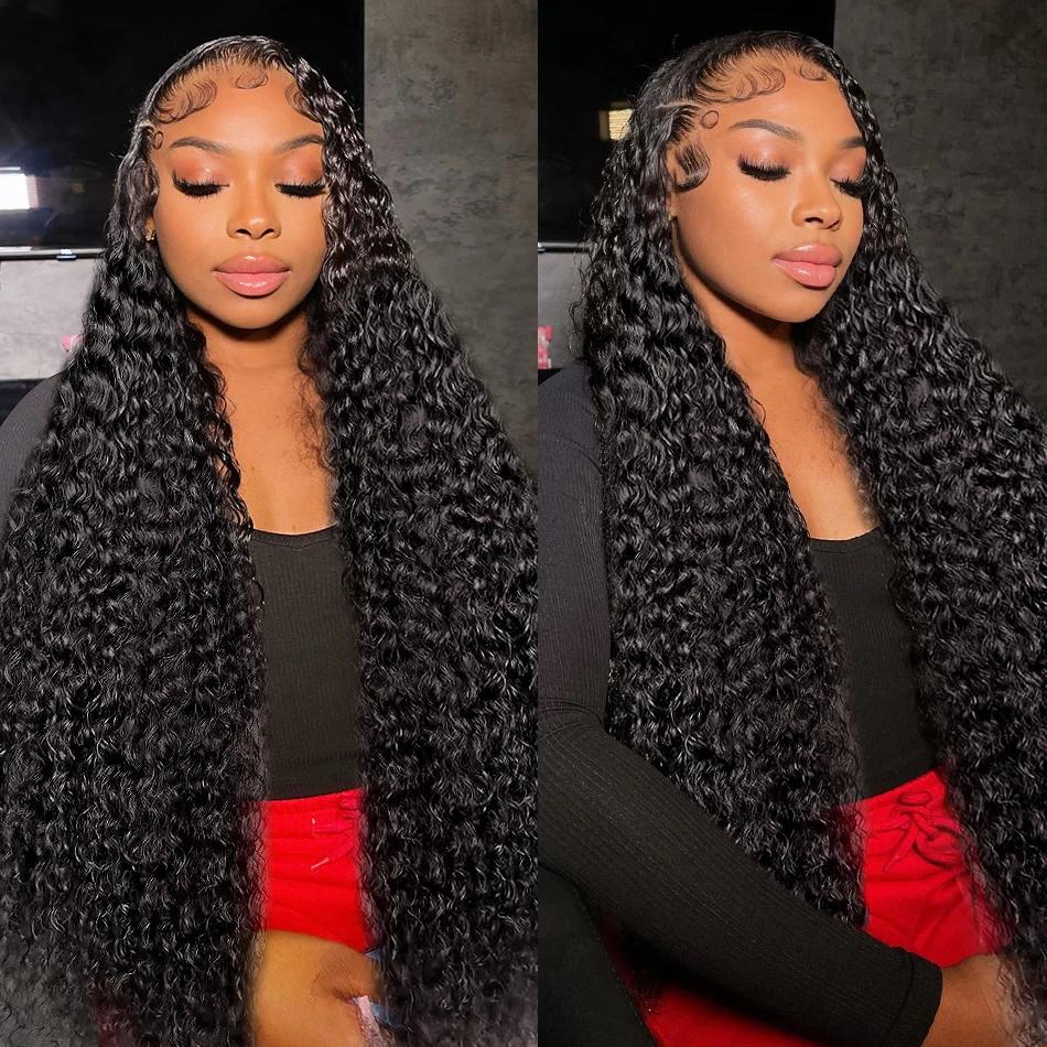 Perruque Lace Front Wig naturelle bouclée-Bling Hair, 13x6, Deep Wave, HD 180%, 36 38 pouces, pour f