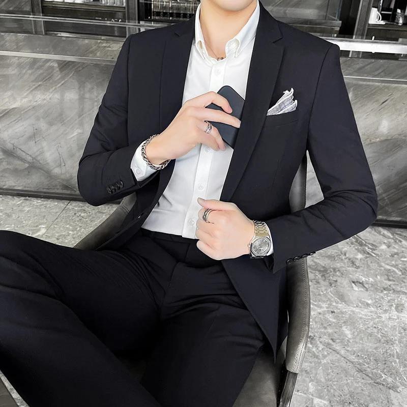 M-4XL 2024 Nouveau Homme Haute Qualité (costume + fj) All Fit mn Beau Banquet Décontracté Solide doc