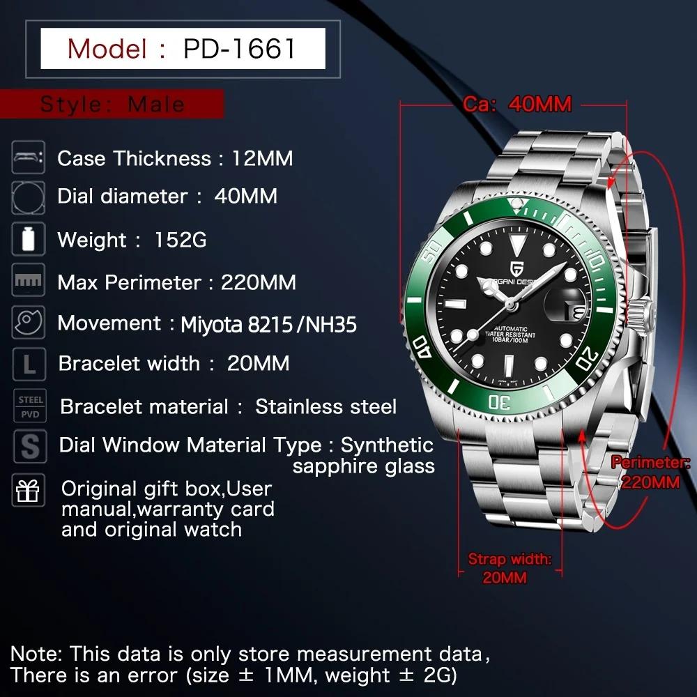 Montres automatiques mécaniques pour hommes PAGANI Design 2026, Miyota 8215, 40 mm, acier inoxydable