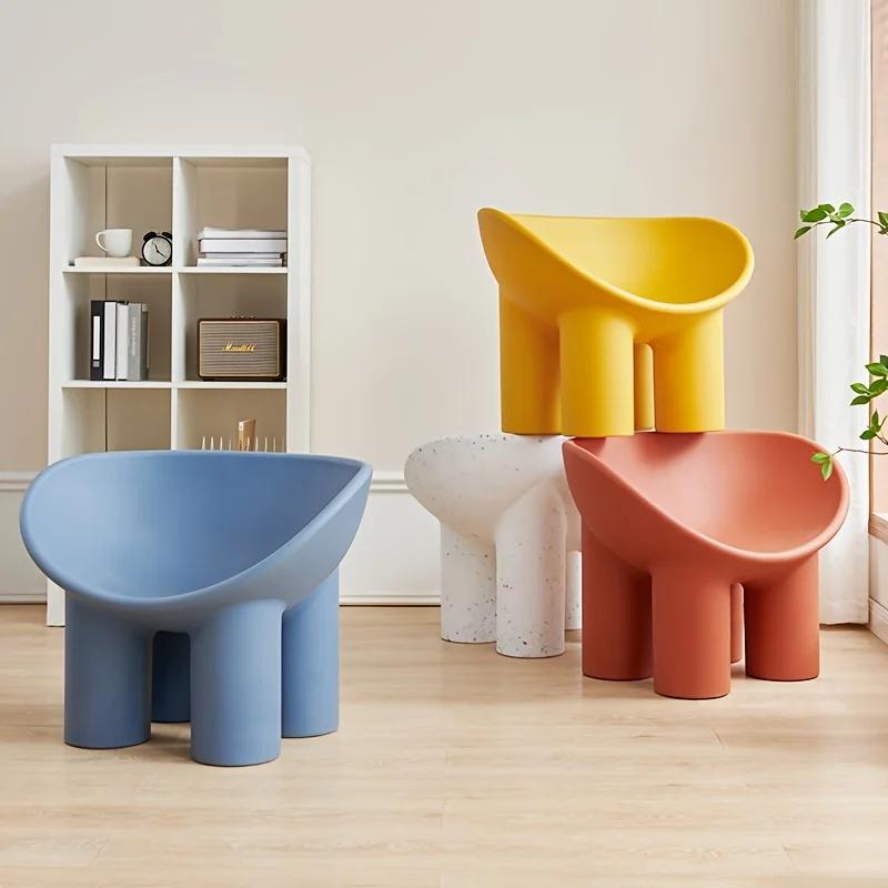 Chaise à pieds d'éléphant en plastique de Style scandinave, tabouret de salon ovale Durable pour le
