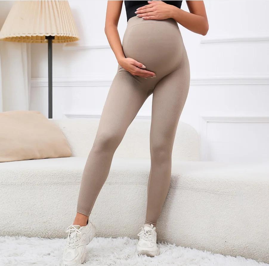 Leggings de maternité élastiques taille haute, slim pour femmes enceintes, soutien du ventre post-pa