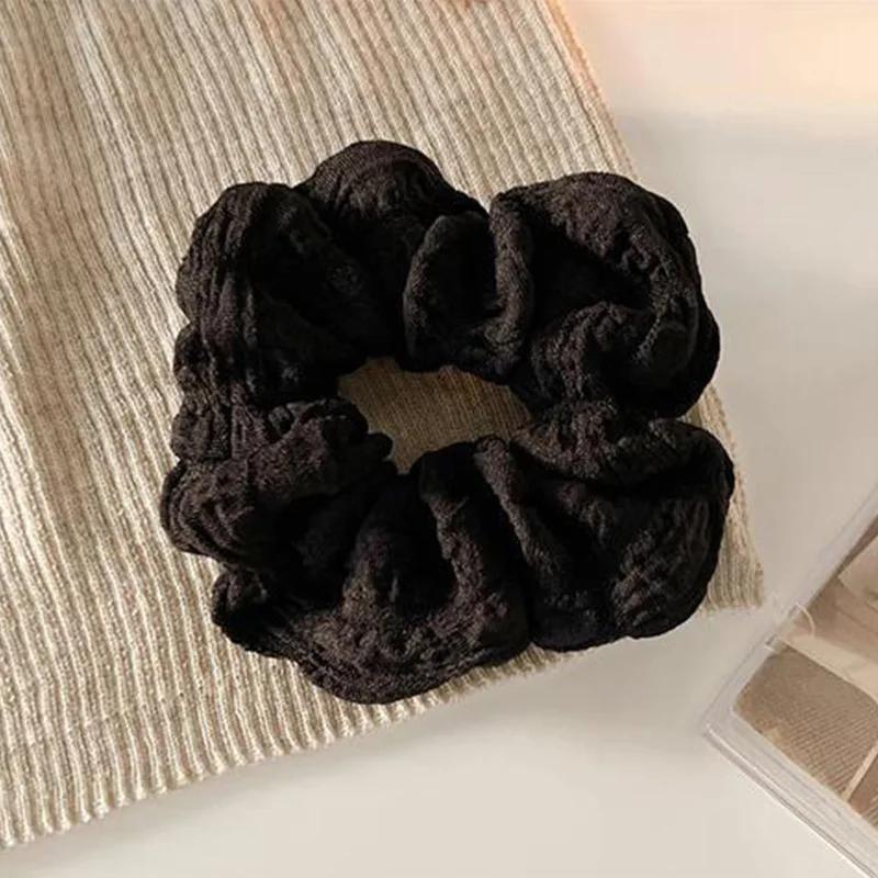 Corde à cheveux de couleur unie pour femmes, motif ondulé, Simple, queue de cheval, anneau de cheveu