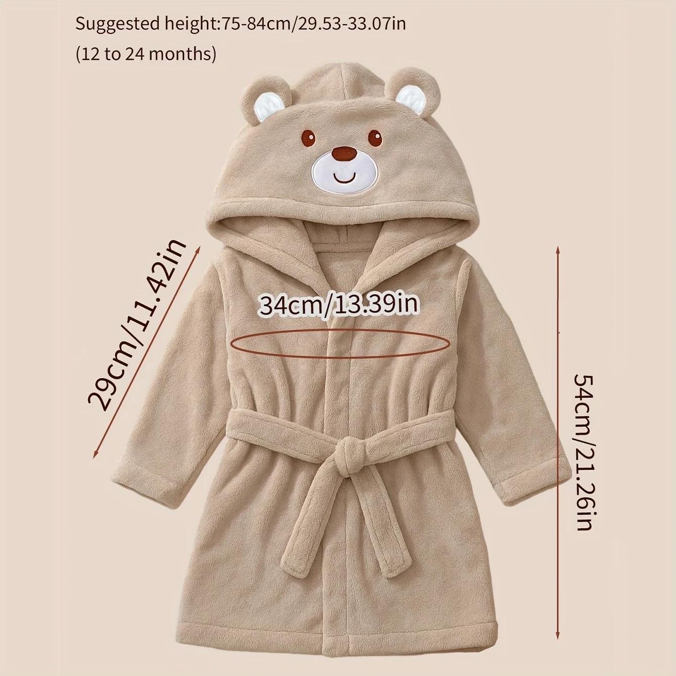 Serviette pour bébé à capuche avec ours brodé avec nom personnalisé | Peluche douce 74-84cm pour 1
