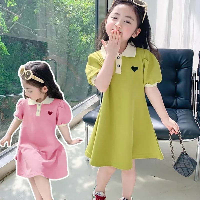 Robe d'été pour filles, édition coréenne, rayée, revers fraise, tenue décontractée, nouvelle collect