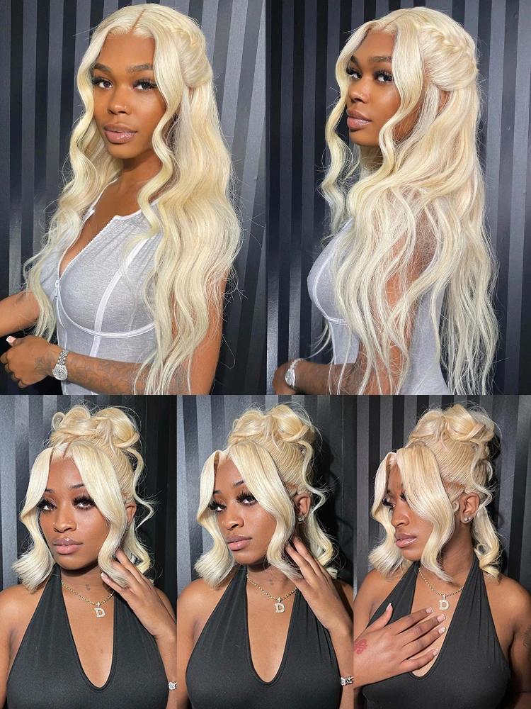 Perruque Lace Front Wig Body Wave naturelle 613, cheveux humains, blond miel 360, 13x4, 13x6, pre-pl