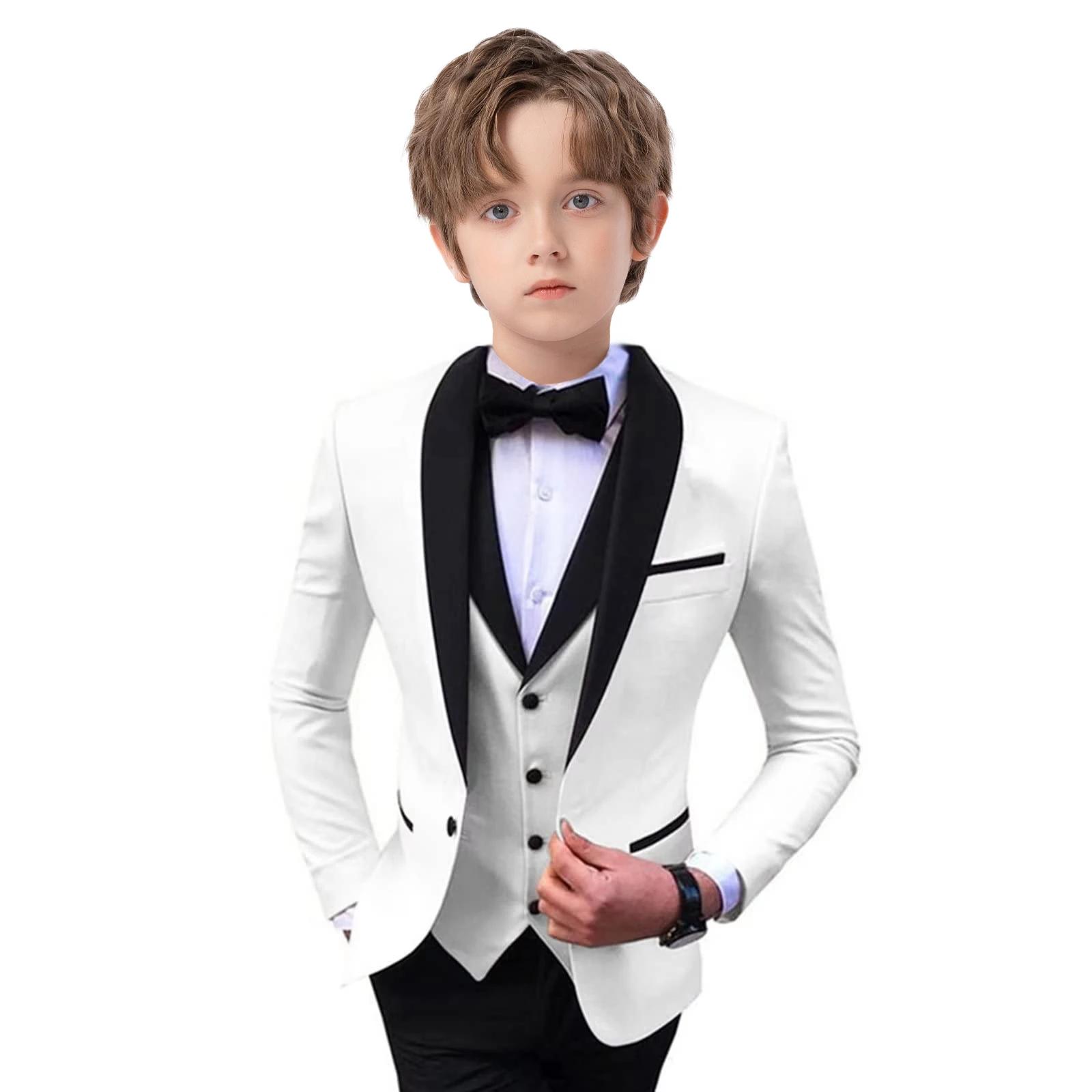 Ensemble de costume élégant pour garçon, coupe cintrée, 3 pièces, smoking pour occasions formelles,