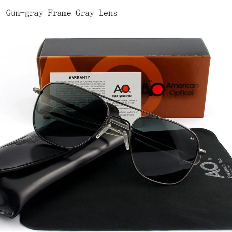 Lunettes de soleil pilote pour hommes, UV400, qualité supérieure, AO, miroir militaire de l'armée am