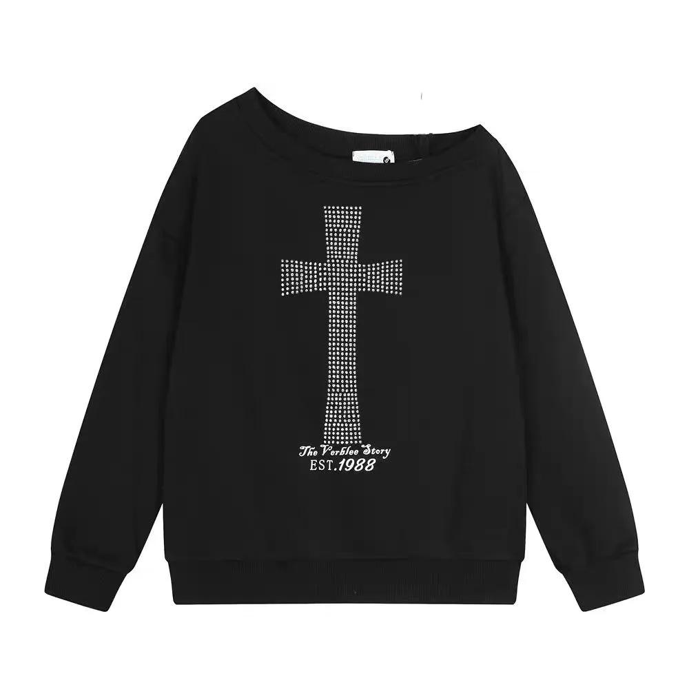 Sweat-shirt à capuche noir à manches longues pour femme, vêtement Harajuku Grunge des années 2000, a