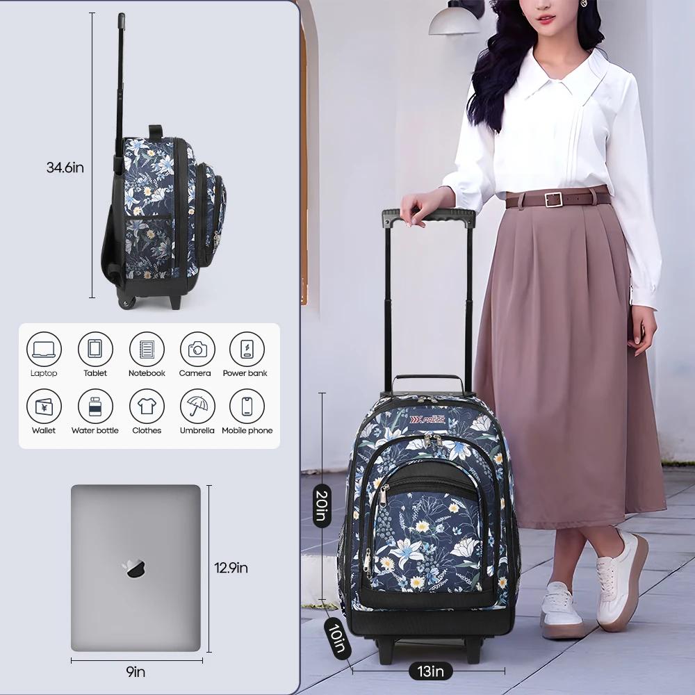 Sacs à dos roulants de grande capacité pour adultes, valise à roulettes, sac à roulettes, sac à dos