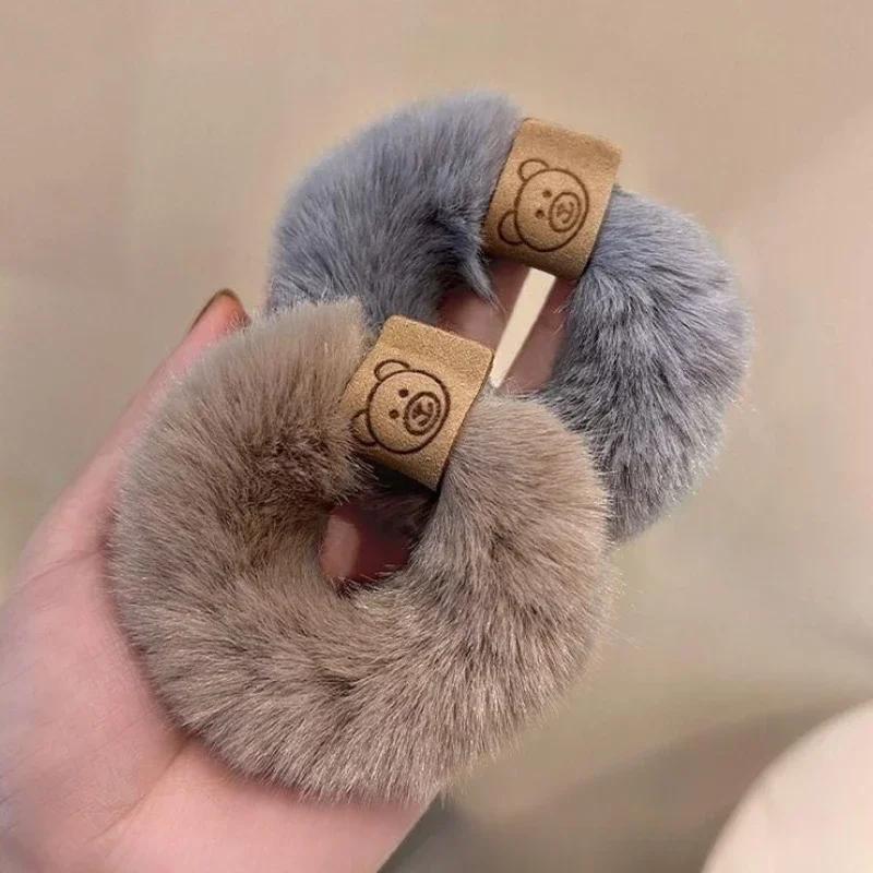 Corde à cheveux en peluche douce, optique coréenne, bandeau ours à haute élasticité, accessoires pou