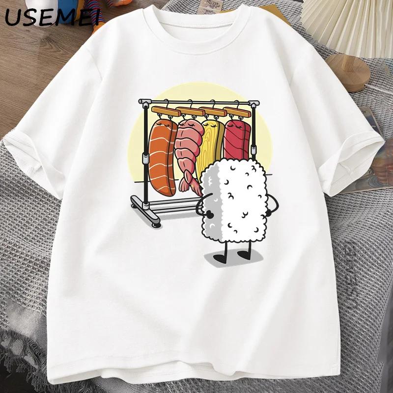 Sushi garde-robe T-shirt femmes hommes drôle haute qualité T-shirt coton graphique t-shirts ample à