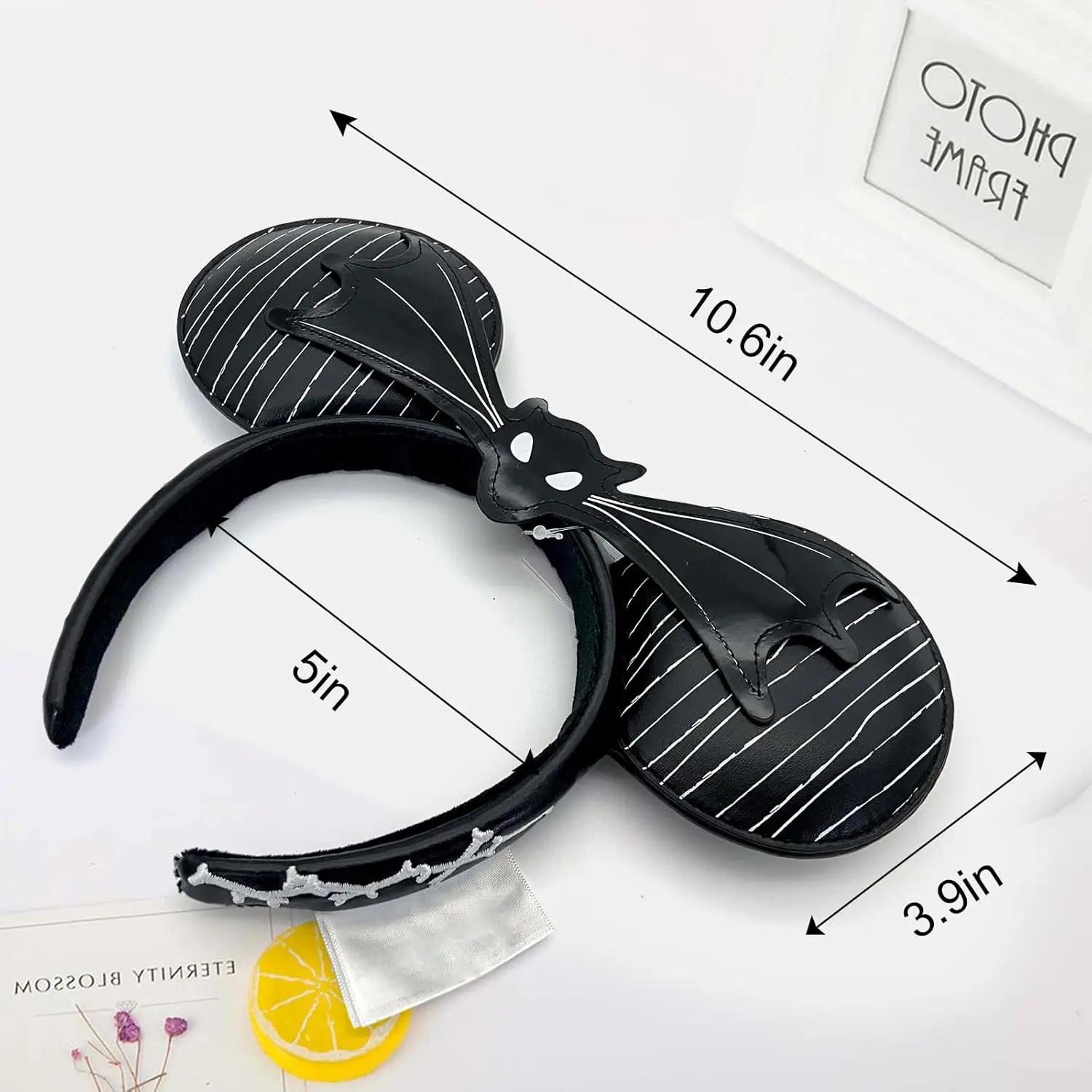 Disney Mickey bandeau PU noir chauve-souris oreilles bandeau noël pain d'épice Cosplay bandeau Disne
