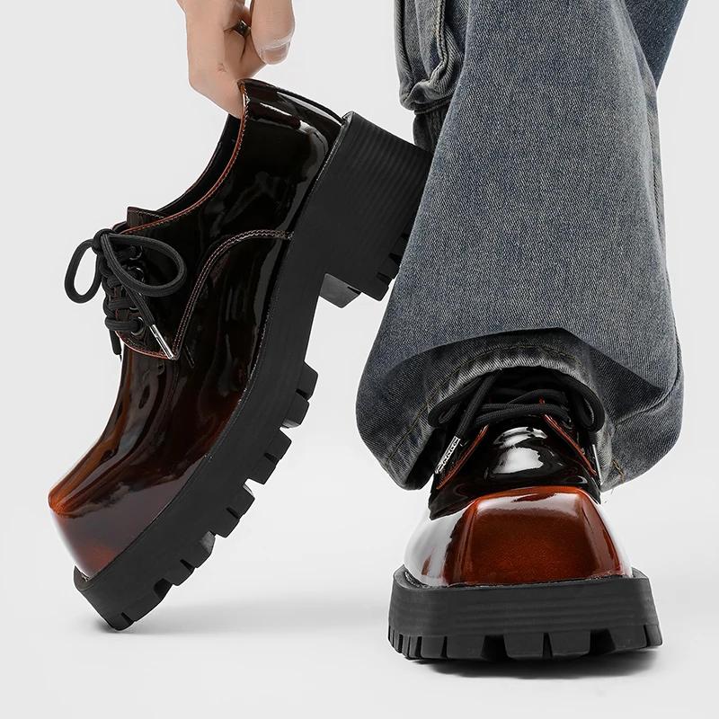 Chaussures en cuir à semelles épaisses pour hommes, style design de luxe, travail, bureau, mode fête