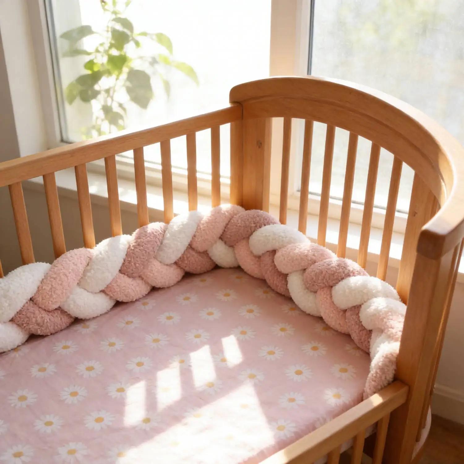 Tour de lit bébé tressé 1M 2M 3M 4M, protection de berceau et coussin de lit pour nourrisson, décora