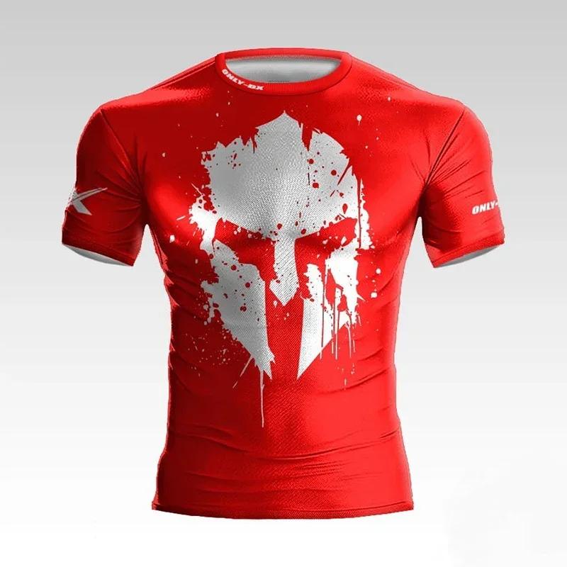 T-shirt pour hommes imprimé en 3D, nouveau style d'été, casque Spartan, pour la boxe et le fitness,