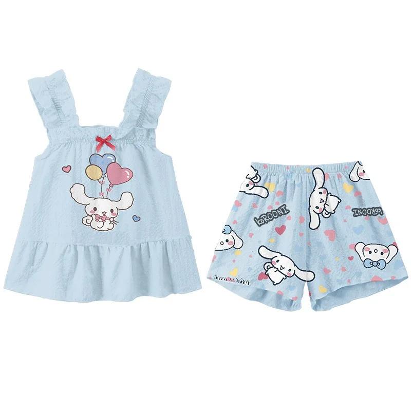 Ensemble pyjama deux pièces Sanrio Hello Kitty, gilet sans manches, short fin et léger, vêtements de