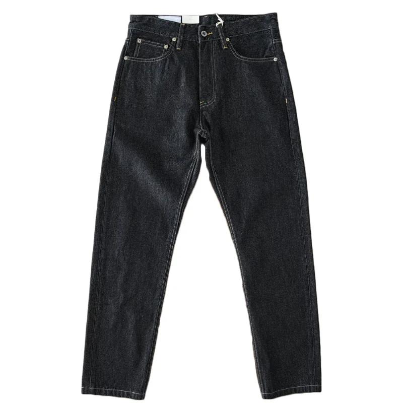 Jean en denim noir pour homme, 2024 coton lavé, pantalon droit lourd, rétro américain, document prim