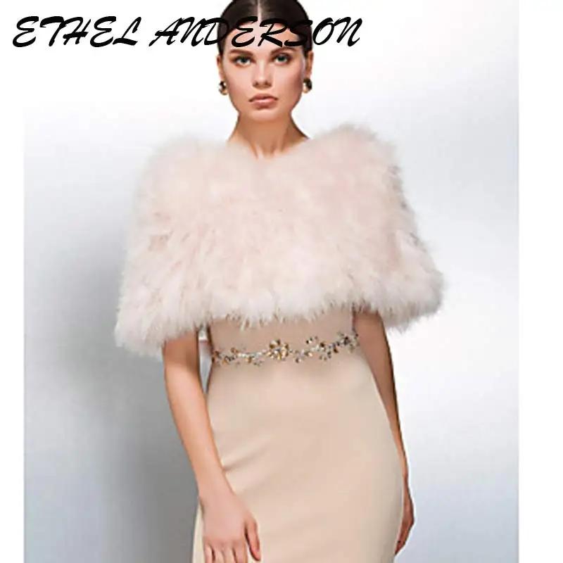 Luxueux autruche blanc plume Wrap mariée fourrure veste mariage haussement d'épaules manteau mariée