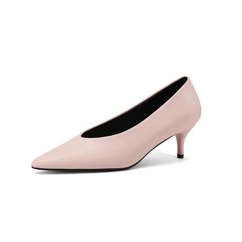 Escarpins tendance en croûte de cuir pour femmes, chaussures de bureau Sexy, rouge clair-jaune, bout