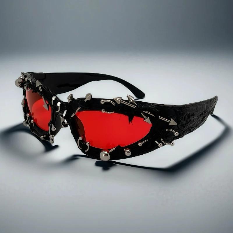 Lunettes de soleil à rivets personnalisées pour hommes et femmes, monture cloutée en métal rétro, un