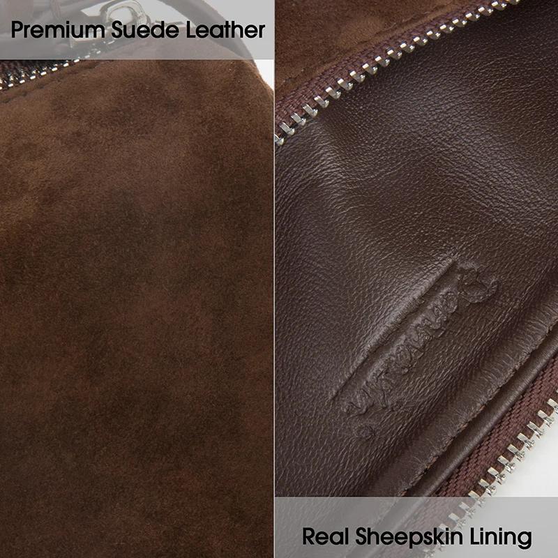 Donna-in – sac à main en daim de première couche pour femmes, en peau de mouton, en cuir véritable a