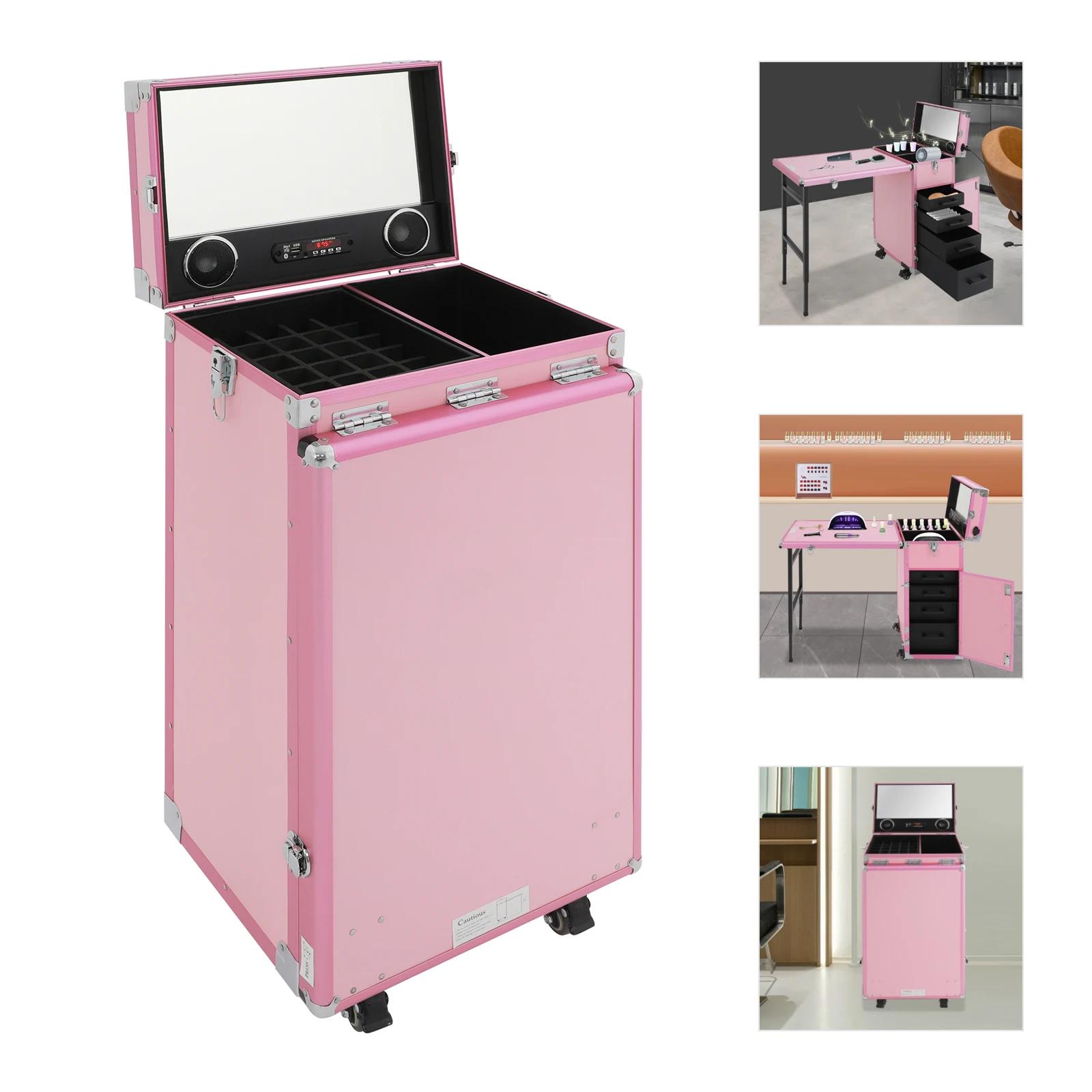 NOUVEAU - Table de manucure professionnelle pliable avec télécommande, trousse de maquillage, table