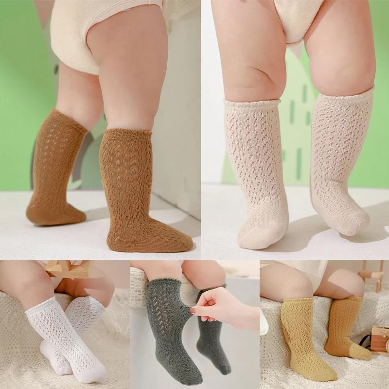 Chaussettes princesse en maille douce pour bébés filles, chaussettes hautes en coton pour tout-petit