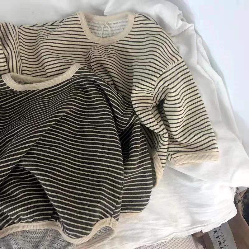 Lawadka coton vêtements pour enfants à manches longues T-shirts rayé bébé garçon hauts pour filles d