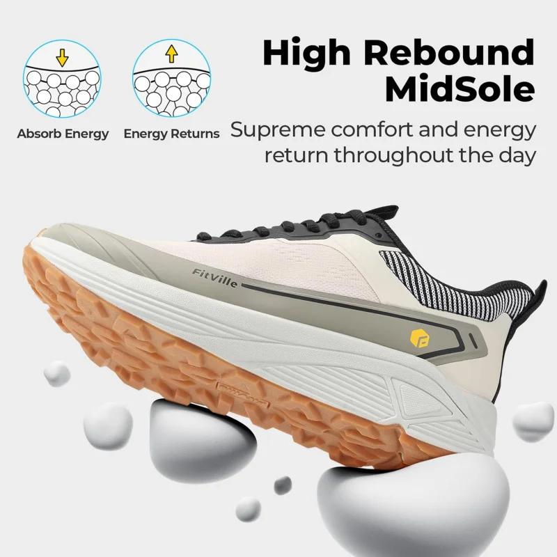 FitVille chaussures de marche larges pour hommes anti-dérapant léger chaussure de course sur sentier