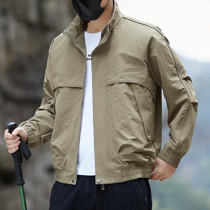 Veste de travail printemps 2026 pour homme, col montant, manteau d'extérieur, veste cargo haut de ga