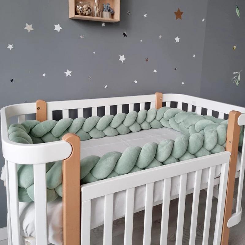 Protecteur lit bébé 1-4 mois tresse noeud décoratif - Coussin pare-chocs berceau sécurité chambre enfant