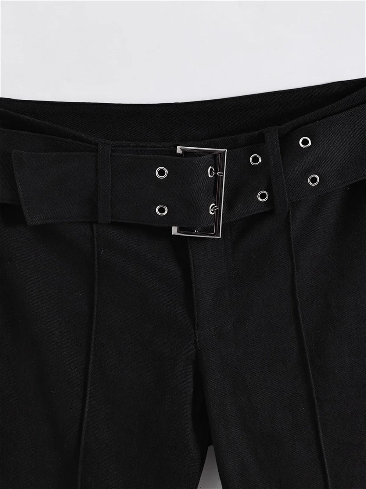Jean noir évasé pour femmes, pantalon Y2k rétro Emo années 2000, Streetwear, pantalon de mode Haraju