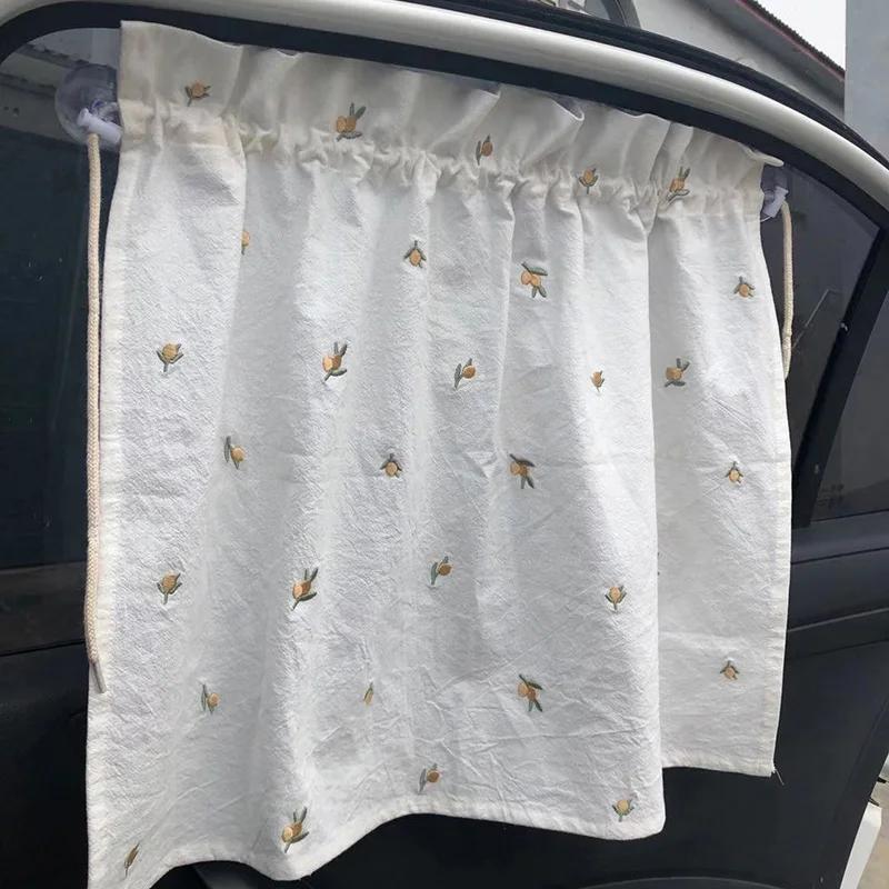 Rideau de voiture brodé pour bébé, pare-soleil pour enfants, protection UV, rideau de fenêtre, ours