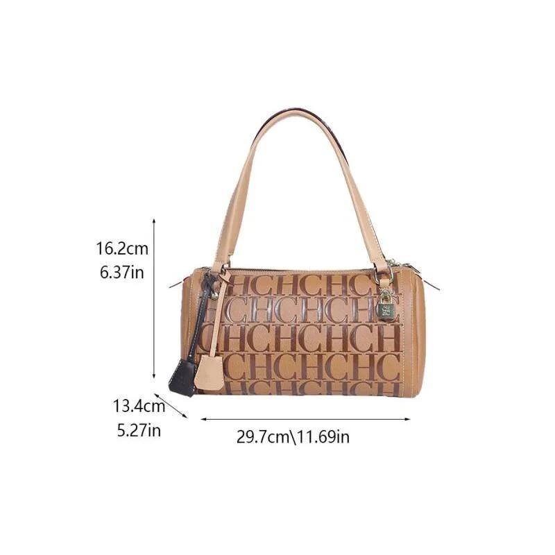 Sac à main cylindrique de grande capacité de style vintage 2025, marque CH, mode, lettres en relief,