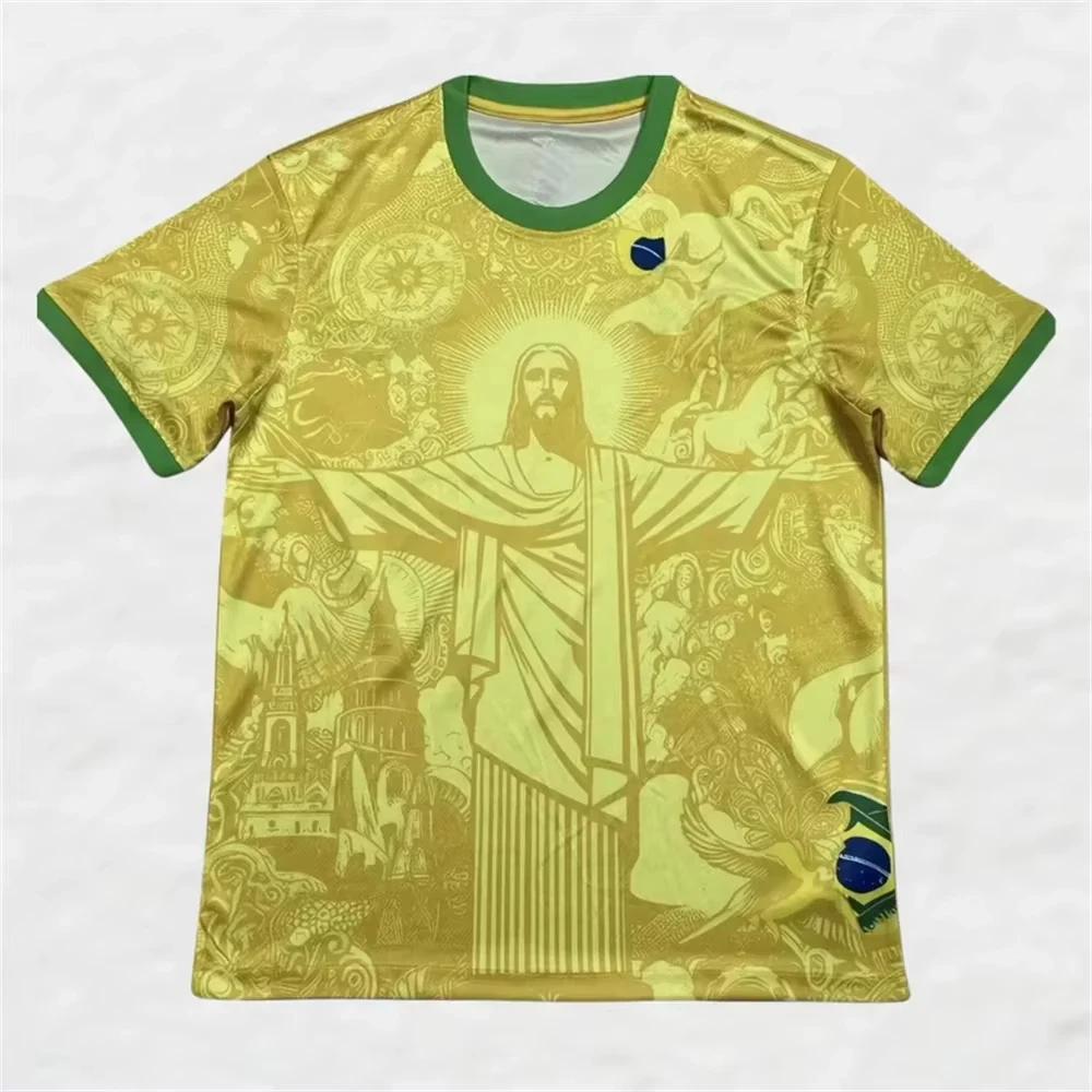 T-shirt de Football pour adultes/enfants, édition spéciale brésilienne, jésus noir gris, T-shirt d'e
