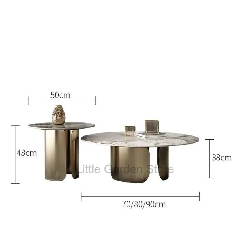 Tables basses minimalistes modernes effet marbre rond Table d'appoint en métal blanc Simple luxe Mes