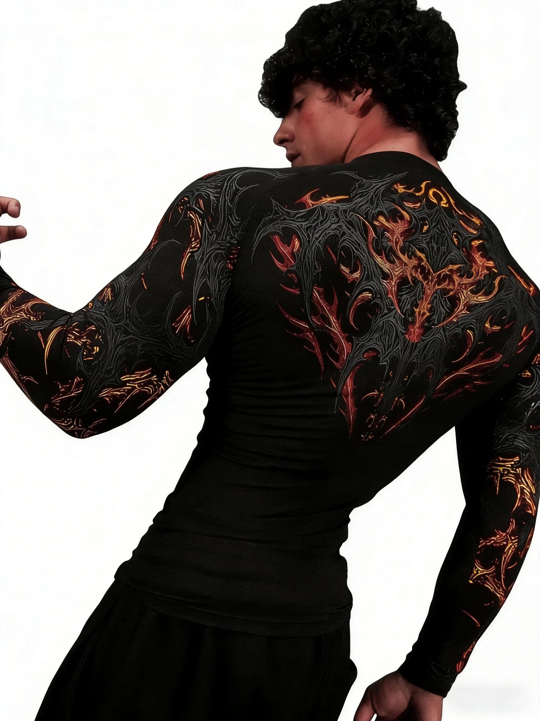 Nouveau T-shirt moulant à manches longues 2026, haute élasticité, idéal pour la musculation, la cour