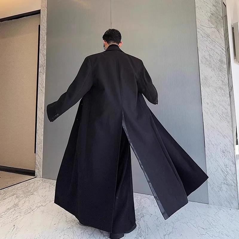 Mauroicardi printemps automne Extra Logn noir surdimensionné fluide doux Trench manteau pour hommes