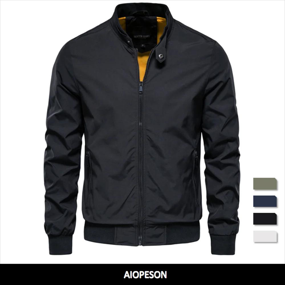 AIOPESON couleur unie veste de Baseball hommes décontracté col montant Bomber hommes vestes automne