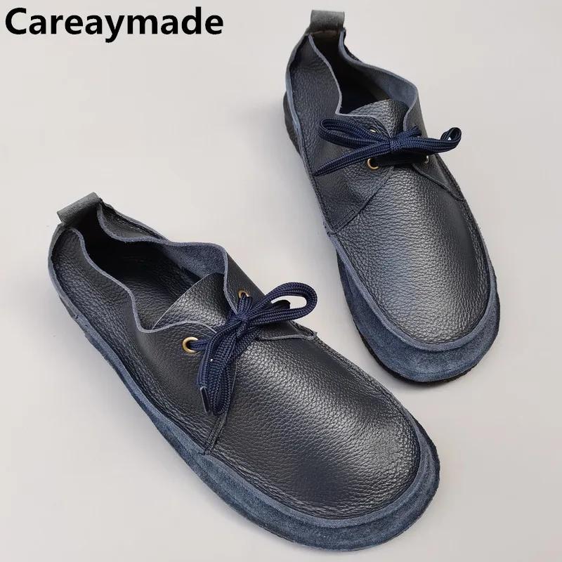Careaymade-Chaussures décontractées en cuir véritable pour hommes et femmes, coordonnantes, à lacets