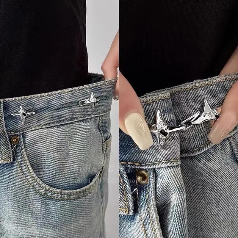 Outil de serrage de taille étoile à quatre branches de tempérament, boucle de taille réglable, jean