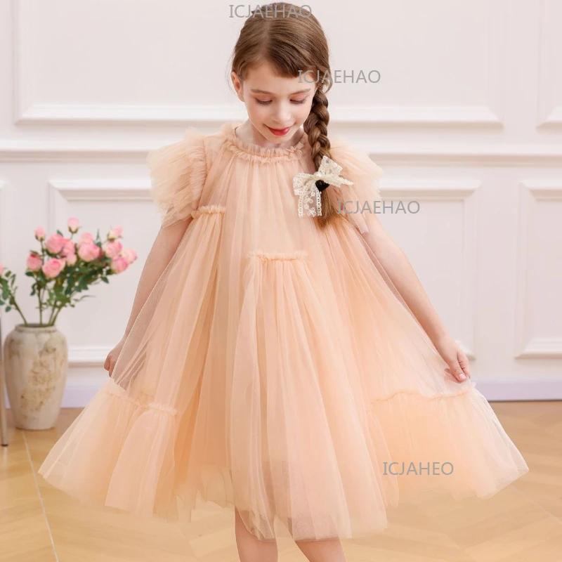 Robe de Princesse Élégante pour Filles 2026 – Tenue de Soirée Formelle Tutu avec Manches Volantes po